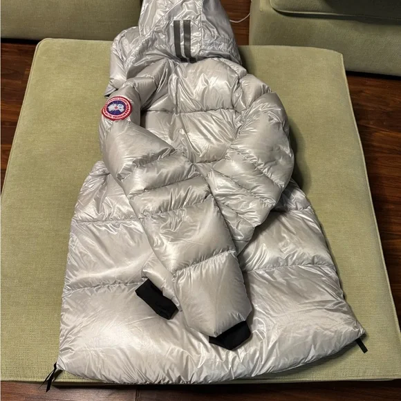 Authentic Cypress Puffer Silver Hooded Puffer Coat - Premium Down Insulation